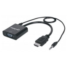 Convertidor  HDMI a VGA MANHATTAN - VGA, HDMI/3.5mm, Macho/hembra, Negro