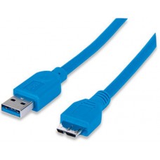 Cable USB - Micro B - Micro USB MANHATTAN - 1 m, USB A, Micro-USB B, Macho/Macho, Azul