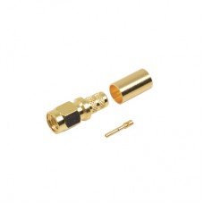 Conector SMA Macho Inverso de Anillo Plegable para Cables 9258, RG-8/X, LMR-240, Oro/Oro/Teflón.
