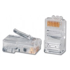 Plug RJ45 Cat5e, Para Cable UTP Calibre 22 a 26 AWG, Chapado en Oro de 50 micras