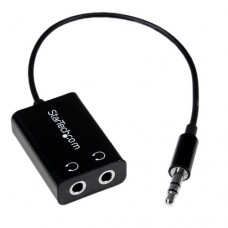 StarTech.com Black Slim Mini Jack Headphone Splitter Cable Adapter - 3.5mm Audio Mini Stereo Y Splitter - 3.5mm Male to 2x 3.5mm Female (MUY1MFFADP) - Separador de auriculares - miniconector estéreo (H) a miniconector estéreo (M) - 15.23 cm - negro