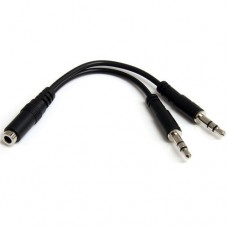 StarTech.com Adaptador Audio Divisor de Auriculares 2x Mini-Jack de 3,5mm de 3 pines a Mini-Jack de 4 pines-  Audifonos - Negro - Separador de auriculares - miniconector estéreo (M) a miniconector de 4 polos (H) - negro - para P/N: MUHSMF2M, PEXSOUND7CH