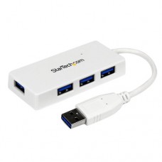 StarTech.com Adaptador Concentrador Hub Ladrón USB 3.0 Super Speed 4 Puertos Salidas Portátil para Laptop Ordenador - Blanco - Hub - 4 x SuperSpeed USB 3.0 - sobremesa - para P/N: FCREADMICRO3, MSDREADU2OTG, MSDREADU3CA StarTech.com Adaptador Concentrador Hub Ladrón USB 3.0 Super Speed 4 Puertos Salidas Portátil para Laptop Ordenador - Blanco - Hub - 4 x SuperSpeed USB 3.0 - sobremesa - para P/N: FCREADMICRO3, MSDREADU2OTG, MSDREADU3CA