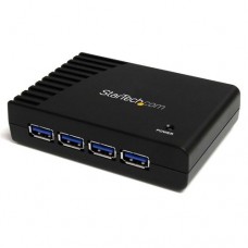 StarTech.com Adaptador Concentrador Hub Ladrón USB 3.0 Super Speed 4 Puertos Salidas con Corriente PC Mac - 4x USB A Hembra - Hub - 4 x SuperSpeed USB 3.0 - sobremesa - para P/N: 2SD4FCRU3, MSDREADU3CA, SDMSDRWU3AC, USB312SAT3CB, USB315CB2M, USBLTM1MBK, U
