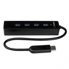 StarTech.com Adaptador Concentrador Hub Ladrón USB 3.0 Super Speed 4 Puertos Salidas Portátil para Laptop Ordenador - Negro - Hub - 4 x SuperSpeed USB 3.0 - sobremesa - para P/N: FCREADMICRO3, MSDREADU3CA