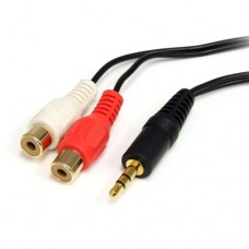 StarTech.com 6 ft. (1.8 m) 3.5mm to RCA Cable - 3.5mm to 2x RCA - Male/Female - 3.5mm to RCA (MU1MFRCA) - Cable de audio - RCA x 2 (H) a miniconector estéreo (M) - 1.83 m - negro - para P/N: DP2VGAA, HD2VGAA2, MUYHSMFFADW, PCISOUND4CH, PEXSOUND7CH
