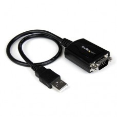 StarTech.com Cable de 0,3m USB a Puerto Serie Serial RS232 con Retención del Puerto de Asignación COM - 1x DB9 Macho - 1x USB A Macho - Adaptador serie - USB - RS-232 - negro