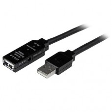 StarTech.com Cable de Extensión Alargador de 15m USB 2.0 Hi Speed Alta Velocidad Activo Amplificado - Macho a Hembra USB A - Negro - Cable alargador USB - USB (H) a USB (M) - USB 2.0 - 15 m - activo - negro - para P/N: SVA5H2NEUA, UUSBOTG