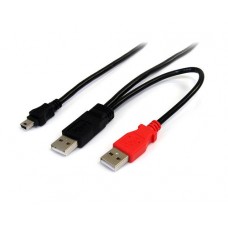 StarTech.com Cable de 91cm USB en Y para Discos Duros Externos - 2x USB A Macho a 1x USB Mini B Macho - Cable USB - USB (M) a mini USB tipo B (M) - USB 2.0 - 91 cm - negro - para P/N: SAT1810U2, SLMSOPTB, PEXUSB7LP