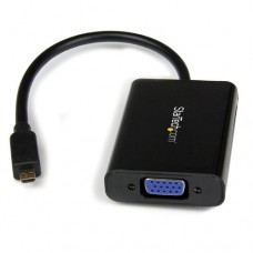 StarTech.com Cable Adaptador Externo Conversor Vídeo Audio Micro HDMI a VGA - 1x HD15 Hembra - 1x Micro HDMI Macho - 1x Mini Jack Hembra - Vídeo conversor - HDMI - VGA - negro