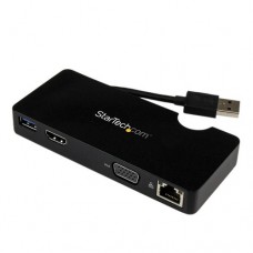 StarTech.com Replicador de Puertos USB 3.0 con HDMI o VGA, Ethernet Gigabit y USB Pass-Through - Docking Station para Portátil - Estación de conexión - USB - HDMI - GigE - para P/N: ARMPIVOT, ARMPIVOTE, ARMPIVSTND, ARMSLIM, ARMUNONB