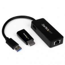 StarTech.com Juego de Adaptadores HDMI a VGA y Ethernet Gigabit - Kit de Accesorios - Paquete de accesorios para portátil - negro