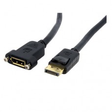 StarTech.com 3 ft. (0.9 m) Displayport Male to Female Cable - Mounting - Latched Connectors - DisplayPort - DP Monitor Cable (DPPNLFM3) - Cable DisplayPort - DisplayPort (M) a DisplayPort (H) - 91.4 cm - trabado, moldeado - negro - para P/N: CDP2DP141MB, 