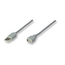 CABLE USB 1.1 EXTENSION MANHATTAN 1.8 MTS TIPO A MACHO - A HEMBRA GRIS