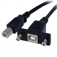 StarTech.com Cable de 91cm USB 2.0 Alta Velocidad para Montaje en Panel Empotrar - Macho a Hembra USB B - Extensor Alargador - Negro - Cable USB - USB Tipo B (M) a USB Tipo B (H) - USB 2.0 - 90 cm - moldeado - negro - para P/N: USB2HAB10, USB2HAB15, USB2H