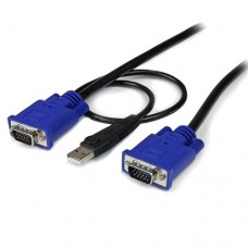StarTech.com Cable KVM Ultra Delgado Todo en Uno VGA USB HD15 - 2 en 1 - Cable para vídeo / USB - USB, HD-15 (VGA) (M) a HD-15 (VGA) (M) - 4.57 m - negro - para P/N: CAB831HDU, RACKCONS1908, SV1631DUSBUK, SV565DUTPU, SV565UTPUL, SV831DUSBUK
