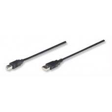 Cable USB tipo B MANHATTAN - 3 m, USB A, USB B, Macho/Macho, Negro