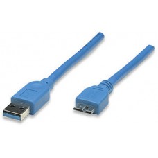 Cable USB micro B - Micro USB 3.0 MANHATTAN - 2 m, USB A, Micro-USB B, Macho/Macho, Azul