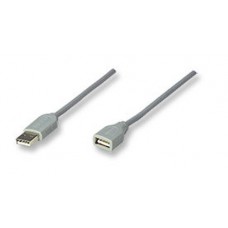 Cable USB - Extension MANHATTAN - 3 m, USB A, USB A, Macho/hembra, Gris