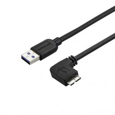 StarTech.com Cable delgado de 0,5m Micro USB 3.0 acodado a la derecha a USB A - USB 3.1 Gen 1 (5 Gbps) - Cable USB - Micro-USB Type B (M) a USB Tipo A (M) - USB 3.0 - 50 cm - moldeado, conector en ángulo derecho - negro