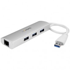 StarTech.com Concentrador de 3 Puertos USB 3.0 con Adaptador de Red Ethernet Gigabit - Hub Portátil de Aluminio - Hub - 3 x SuperSpeed USB 3.0 + 1 x 10/100/1000