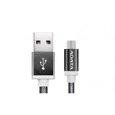 CABLE ADATA MICRO USB A USB 100CM 2.4MHA NEGRO ANDROID/WINDOWS, TELA, PUERTO USB REVERSIBLE