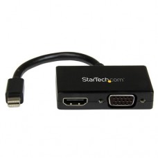 StarTech.com Adaptador Mini DP de Audio/Vídeo para Viajes - Conversor Mini DisplayPort a HDMI VGA compatible Thunderbolt - 1080p - Vídeo conversor - DisplayPort - HDMI, VGA - negro