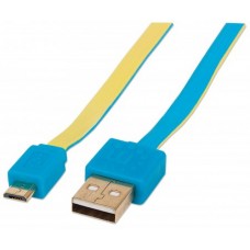 CABLE PLANO MANHATTAN USB VERSION 2.0 A MACHO -MICRO B MACHO 1.8M AZUL/AMARILLO