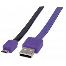 Cable USB a mini USB MANHATTAN - USB A, USB A, Macho/Macho, 1 m, Morado