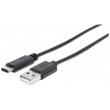 Cable USB micro B MANHATTAN - 1 m, USB A, USB C, Macho/Macho, Negro