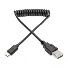 Cable Espiral USB 2.0 TRIPP-LITE U050-006-COIL - USB A, Micro-USB B, Macho/Macho, 1, 8 m, Negro