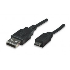 Cable USB a Micro B MANHATTAN 307161 - USB A, Micro-USB B, Macho/Macho, 1 m, Negro