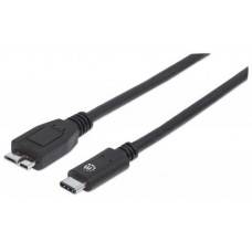 Cable USB C a Micro B 3.0 MANHATTAN 353397 - Micro-USB B, USB C, Macho/Macho, 1 m, Negro