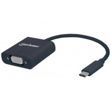 Convertidor USB C a VGA MANHATTAN 151771 - Negro, USB C, VGA, Macho/hembra
