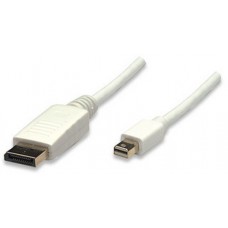 Adaptador Mini DisplayPort a Displayport MANHATTAN 324748 - 2 m, Mini DisplayPort, DisplayPort, Color blanco, Macho/Macho