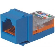 Conector Jack Estilo Leadframe, Tipo Keystone, Categora 5e, de 8 posiciones y 8 cables, Color Azul