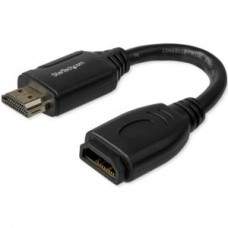 StarTech.com Cable de 15cm de Extensión Alargador HDMI 2.0 de Alta Velocidad - Extensor de Puertos - 4K de 60Hz - Cable alargador de HDMI - HDMI (M) recto a HDMI (H) recto - 15.2 cm - doble blindado - negro - compatibilidad con 4K