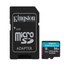 KINGSTON MEMORIA 64GB MICROSDXC CANVAS GO PLUS A2 U3 V30 CARD +ADP 
