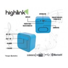 Bocina inalámbrica Highlink Color Azul - radio FM, lector USB, lector micro SD, batería recargable, portátil, ligera