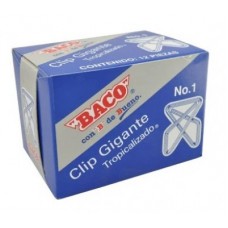 Clip BACO Gigante #1 12296 zincado. Caja con 50 clips. Clip gigante metalico zincado. -