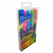Resaltador AZOR VISION JR 2825 Estuche. Paquete con 5 piezas. Amarillo - Rosa, Azul, Verde y Naranja. Punta cincel 4mm.