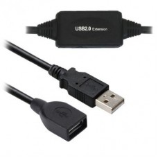Cable USB V2.0  BROBOTIX 150156 - USB Tipo A macho, USB Tipo A hembra, Macho/hembra, 20 m, Negro