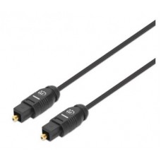 Cable de Audio Digital Optico Toslink  MANHATTAN 356077 - 2 m, Macho / Macho, Negro