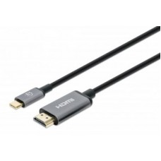MH USB-C to HDMI adapter cable - 2M 4K@60Hz MANHATTAN 153607, USB-C, HDMI, Negro/Plata, 2 m