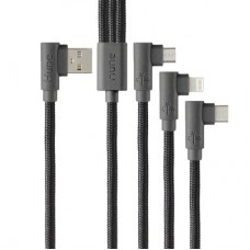 Cables 3 en 1 Modelo Hiedra. Cables Braided USB  - 1.2m - with Grip. AT-ACC-CA-319. Marca Hune. Color Corteza -