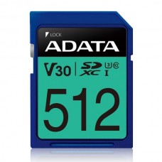 Secure Digital ADATA V30 SDXC UHS-I U3 512GB Class 10 - velocidad lec/esc 100/80MB/s. N.P. ASDX512GUI3V30S-R