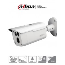 DAHUA HAC-HFW1500D - Camara Bullet de 5 Megapixeles/ Metalica/ Lente de 3.6 mm/ 92 Grados de Apertura/ IR de 80 Mts/ IP67/ Soporta: CVI/CVBS/AHD/TVI -