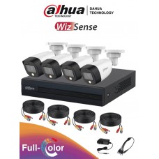 DAHUA FULLCOLORKIT- Kit de 4 Canales Full Color de 2 MP/ DVR Cooper-I WizSense/ Con IA/ H.265+/ 4 Camaras Full Color de 2 Megapixeles/ 4 Ch SMD Plus -