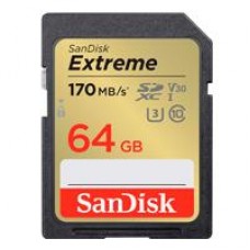 MEMORIA SANDISK SDXC 64GB EXTREME 170MB/S 4K CLASE 10 U3 V30