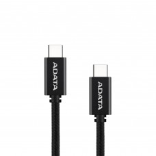 Cable ADATA USB Tipo C - USB Tipo C.  Conector reversible tipo C - potencia máxima de salida de 100 W, Tejido de nailon, (1 M de longitud). Color Negro. CA